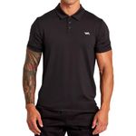 RVCA Mens Sport Vent Athletic Breathable Short Sleeve Polo Shirt, Black, Medium