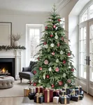 DWVO 6.5ft Pre-lit Artificial Christmas Tree with 1100 Mixed PE & PVC Branch Tips and 350 Lights, Green Christmas Tree, Fit for Home, Office, and Party Decoration