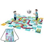 THE TWIDDLERS - Giant Snakes and Ladders Outdoor Garden Game, Large Kids Floor Lawn Mat for All Ages, With Inflatable Dice & Storage Bag for Outside Play, Parties, Family Fun, Schools - 3 x 3 Metres