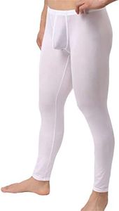 IYUNYI Mens Thin Ice Silk Compression Baselayer Thermal Long Johns Underwear, White, Medium