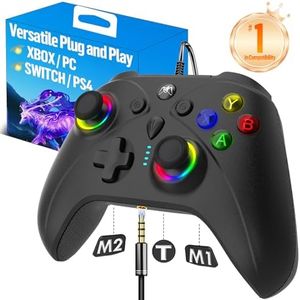 UGAME Wired X Box Controller for XBox One Series S X PC PS4 Switch, Control with 1000Hz Polling Rate No Drift Stick, Custom Paddles Turbo Remote, RGB Light Gamepad Black