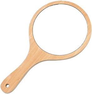 TheStriven Espejo de Mano de Madera Redondo Portátil Espejo con Mango Profesional Espejo Minimalista para Maquillaje Espejo de Mano Grande para peluquería Barberos Afeitados Peluqueros