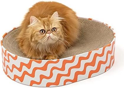 Conlun Rascadores de Gatos, 2 en 1 Ovalado Rascador Carton para Gatos, Salón Ondulado Rascador Gato Carton La Cama, Muebles para Gatos para Sofá(43x33x10cm)