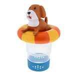 U.S. Pool Supply Puppy Dog Floating Pool Chlorine Dispenser, Collapsible Base, Holds 3" Tablets - 7" Fun Cute Happy Pet Life Preserver Animal Float Floater Decoration, Adjustable Balanced Delivery