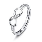 HAIAISO 925 Sterling Silver Adjustable Rings for Women Infinity Engagement Wedding Promise Ring Half Eternity Ring Thumb Ring