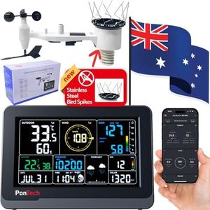 PanTech Weather Station Wireless Australia-Gen 3 IoT-Indoor and Outdoor Solar Power-Wi-Fi Smart -Climate Monitoring with Large 7.5'' Display-IoT Supported-Bonus Bird Spike Kit Included-PT-WS3900