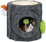 KAMABOKO Cat House for Indoors Cats, Luxury Cat House Bed with Scratch Table ＆ Soft Cushion, Cat Condo with Hanging Ball Toy for Small Medium Pets, Grey