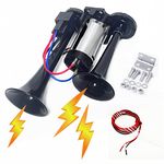 YIYIDA Truck Horn Air Horn 170db Car Horn Double tube Horn black Electric Horn Speaker 12V Boat Horn Waterproof Horn High and Low Tone Horn Trumpets Alarm Horn for 12V Car truck ship Moto yacht etc