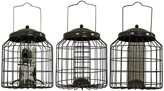Heavy Duty Squirrel Proof Seed, Peanut & Fat Ball Hanging Wild Bird Feeders (Pack of 3)