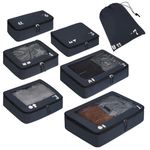ECOHUB 7 Set Packing Cubes Tear-Resistant Luggage Packing Organizers with Number Icon for Travel Accessories Luggage Suitcase Machine Washable Packing Cubes (Dark blue)