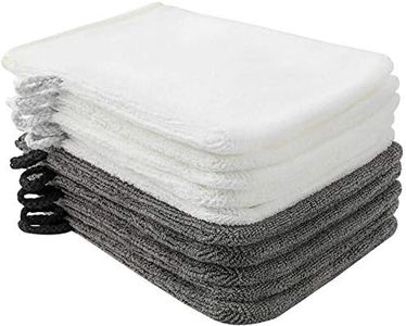 PHOGARY 10 Pack Microfiber Body Wash Mitts, Soft Face Mitten, Bath Spa Cloth, Reusable Makeup Remover Gloves, European Style Cloth,68inch, White and Grey