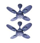 Candes Nexo Designer 600 mm/24 inch High Speed Ceiling Fan | BEE Star Rated, Noiseless & Energy Saving, Small Fan for Kitchen, Balcony & Small Room | 1+1 Year Warranty | Pack of 2, Silver Blue