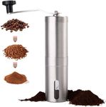 Manual Coffee Grinder,Coffee Crinder Stainless Steel with Adjustable Ceramic Conical Burr, Hand Crank Mill, Compact Size Perfect for Your Home, Office or Travelling