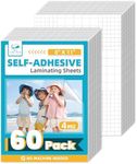 T&W SAME FILM 60 Pack Self Adhesive Laminating Sheets, 4mil, 8 x 11 Inch Laminator Sheets, Self Sealing Laminating Sheets for Laminator, Round Corner, No Heat, No Machine Needed