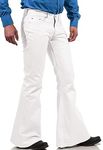 70s Disco Pants for Men,Mens Bell Bottom Jeans Pants,60s 70s Bell Bottoms Vintage Denim Pants Jeans for Men, White, X-Large