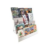 FixtureDisplays? 4-Tiered 18" Wire Display Rack Literature Brochure Magazine Stand Book Tabletop Rack, 2.5" Deep Open Shelves 11936-2WHITE
