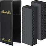 100 Pieces Restaurant Check Presenters Bulk, Leather Guest Check Card Holder with Gold Thank You Imprint Black Check Book Presenters for Restaurants Servers, Waiter, Waitress, 7.9 x 3.9 Inches