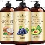 Handcraft Blends Grapeseed Oil, Fractionated Coconut Oil & Avocado Oil - 100% Pure & Natural - Premium Therapeutic Grade Carrier Oils for Aromatherapy, Massage, Moisturizing Skin and Hair - 16 fl. Oz