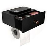 Belle Vous Toilet Paper Holder with Shelf & Drawer - Wall-Mounted Stainless Steel Toilet Roll Holder for Bathroom - Decoration Storage/Display Shelf