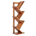 WoodMarwar Solid Sheesham Wood Book Shelf | Wooden Tree Shape Bookshelf | Free Standing Bookcase with 6 Open Shelf Storage | Utility Organizer Shelves for Living Room | Rosewood, Natural Finish