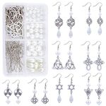 SUNNYCLUE 1 Box DIY 8 Pairs Antique silver Celtic Knot Earrings Pearl Dangle Earrings Jewelry Making Starter Kit with Instruction Jewelry Making Supplies for Girls Women