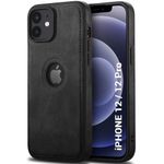 TheGiftKart Genuine Leather Finish Back Cover Case for iPhone 12/12 Pro | Shockproof Design | Camera & Screen Protection | Stunning Minimalist Design Back Case Cover for iPhone 12/12 Pro (Black)