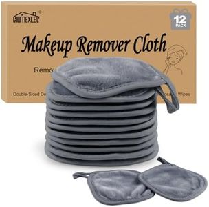 HOMEXCEL Makeup Remover Cloth 12 Pack,Reusable Makeup Remover Pads,Washable Ultra Soft Facial Cleansing Cloths For All Skin Types,5 X 5 In,Grey