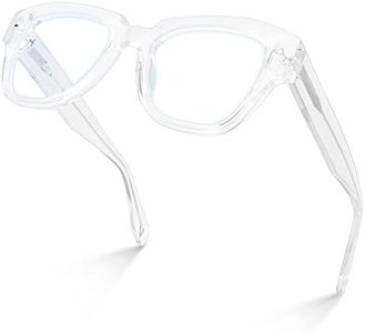 Acetate Blue Light Blocking Glasses Square with Anti Computer Glare for Gaming Reading Women and Men, Crystal, Medium