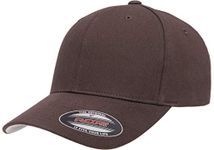 Flexfit Cotton Twill Fitted Cap, Brown, Large-X-Large