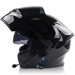 Motorcycle Helmet Flip-Up Modular Helmets with Bluetooth Helmet, DOT ECE Certified Full Face Helmet Scooter Helmet Crash Helmet Double Anti-fog Visors Ideal for Men Women 57~64cm