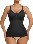 SHAPERX Women's Shapewear Tank Tops, Seamless Tummy Control Shaping Camisole Adjustable Straps Anti-Roll Hem Black