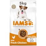 IAMS Complete Dry Dog Food for Adult 1+ Small and Medium Breeds with Chicken 5 kg