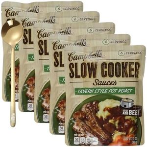 Slow Cooker Sauces, 2.51 Lb - Tavern Style Pot Roast | Bundled With Golden Ss Spoon, Perfect For Crock Pot Sauces Meals, Easy Meal Prep, Hearty & Home-Style Flavor [Pack Of 5]