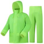 WCBDUT Men's Waterproof Jacket & Trousers Suit Set Rainsuit Wind Resistant, Lightweight & Breathable Rain Coat (Green, XL)