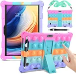 DETUOSI Silicone Case Compatible with Dragon Touch Notepad K10, 10 inch Universal Tablet Case, Multi-Angle Protective Cover for ZONKO K105 10 inch, Winsing 10 with Strap & Stylus Pen, Rainbow