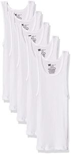 Hanes Boys' Tank Undershirt, EcoSmart Cotton Shirt, Multiple Packs Available, White, Large