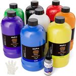 Nicpro 8 Colors Large Bulk Acrylic Pour Paint Set (33.8 oz, 1000 ml) Premixed High Flow Art Pouring Paint Supplies Kit with Silicone Pour Oil, Gloves for Beginner Cell Creation Flow DIY, Ready to Pour