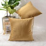 MERNETTE Pack of 2, Velvet Soft Decorative Square Throw Pillow Cover Cushion Covers Pillow case, Home Decor Decorations For Sofa Couch Bed Chair 18x18 Inch/45x45 cm (Gold)