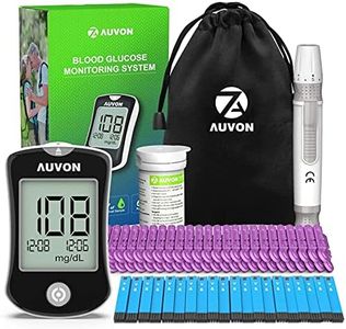 AUVON Blood Glucose Monitor Kit, High Accuracy Blood Sugar Test Kit with 50 Glucometer Strips, 50 30G Lancets, 1 Lancing Devices, DS-W Diabetes Testing Kit, No Coding Required, Travel Size