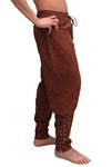 bslingerie Mens Medieval Pirate Pants Renaissance Costume Lace Up Casual Trousers, Brown, Large