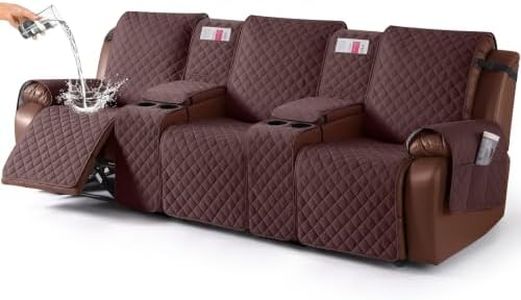 KinCam 100% Waterproof Recliner Sofa Cover with Console, Coffee