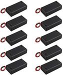 HALJIA 10Pcs 3V AA 2 x 1.5V Battery Holder Case Plastic Battery Storage Box with Case Cover ON/OFF Switch Wire Leads
