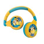 LEXIBOOK HPBT010DES Despicable Me 2-in-1 Bluetooth Headphones Stereo Wireless Wired Kids Safe Foldable Adjustable, Yellow