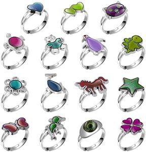 15 Piezas Juego de Anillos que Cambian de Color Temperatura Ajustable Anillo que Cambia de Humor Accesorios de Joyería para Niñas y Niños