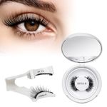 QUEWEL Magnetic-Eyelashes with Applicator, 1 Pair Reusable Magnetic-Lashes Natural Look, No Glue Needed False Eyelashes Magnetics, Easy to Apply and Remove (B12)