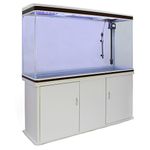 MonsterShop Large Fish Tank White 4ft 300L 65 Gal Aquarium Marine Tropical Saltwater Freshwater. White Cabinet Storage Stand. Complete Starter Kit, Filter, Air Pump, Heater, LED Light…