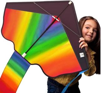 Famous Rainbow Kite for Kids and Adults - Easy to Fly Large Kite. Kite for Kids Ages 4-8, Kite for Kids Ages 8-12, Kite for Kids Ages 3-5, Kite for Toddlers Age 2-4, Beach Kite, Cometas para Niños