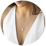 TOBENY Pearl Necklaces for Women 14k Gold Plated Handmade White Pearl Choker Necklace Dainty Small Tiny Beaded Pearl Strand Chain Necklace Delicate Single Wedding Prom Bridal Jewelry Gift