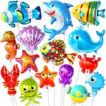 KatchOn, Ocean Balloons for Under The Sea Decorations - Pack of 15 | Big 43 Inch Shark Balloons, Under The Sea Balloons | Sea Animal Balloons, Under The Sea Party Decorations | Fish Balloons for Party