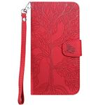 Aisenth for iPhone 6 Plus/6s Plus Flip Case, The Tree of Life Embossed PU Leather Wallet Phone Folio Case Magnetic shockproof Protective Cover with Stand, Card Slots + 1 pcs Wrist Strap (Red)